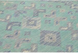 Tappeto Kilim Stilizzato Verde Acqua Celeste 152x185 Cm