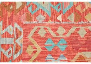 Tappeto Kilim Stilizzato Arancione Azzurro 148x197 Cm