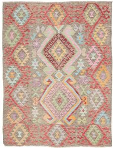 Tappeto Kilim Geometrico Beige Rosso 150x197 Cm