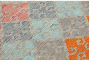 Tappeto Kilim Geometrico Azzurro Arancione 129x176 Cm