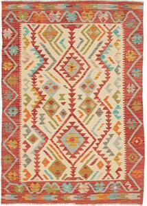 Tappeto Kilim Stilizzato Rosso Avorio 123x175 Cm