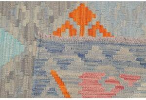 Tappeto Kilim Geometrico Azzurro Arancione 129x176 Cm