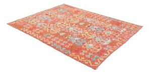 Tappeto Kilim Stilizzato Arancione Azzurro 148x197 Cm