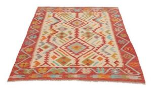 Tappeto Kilim Stilizzato Rosso Avorio 123x175 Cm