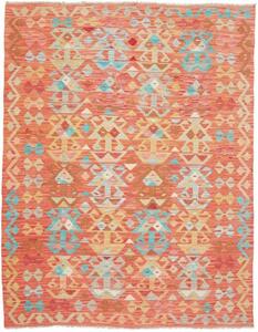 Tappeto Kilim Stilizzato Arancione Azzurro 148x197 Cm