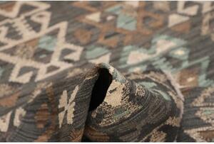 Tappeto Kilim Stilizzato Grigio Scuro Beige 156x195 Cm