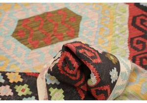 Tappeto Kilim Stilizzato Nero Rosso 157x203 Cm