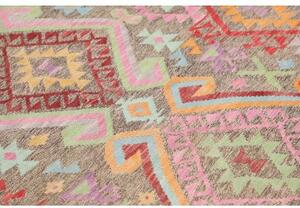 Tappeto Kilim Geometrico Beige Rosso 150x197 Cm