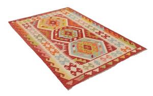 Tappeto Kilim Geometrico Rosso Multicolore 123x174 Cm