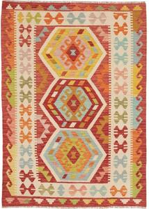 Tappeto Kilim Geometrico Rosso Multicolore 123x174 Cm