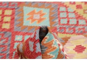 Tappeto Kilim Geometrico Rosso Azzurro 150x193 Cm