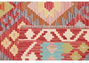 Tappeto Kilim Geometrico Rosso Azzurro 150x193 Cm