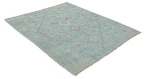 Tappeto Kilim Stilizzato Verde Acqua Celeste 152x185 Cm