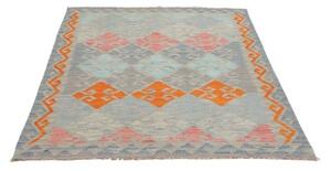 Tappeto Kilim Geometrico Azzurro Arancione 129x176 Cm