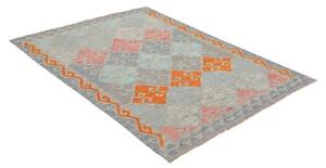 Tappeto Kilim Geometrico Azzurro Arancione 129x176 Cm