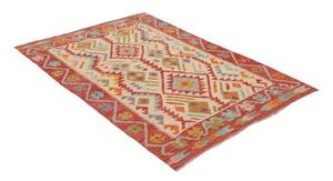 Tappeto Kilim Stilizzato Rosso Avorio 123x175 Cm