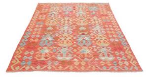 Tappeto Kilim Stilizzato Arancione Azzurro 148x197 Cm