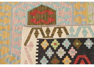 Tappeto Kilim Stilizzato Nero Rosso 157x203 Cm