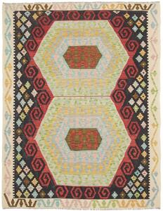 Tappeto Kilim Stilizzato Nero Rosso 157x203 Cm