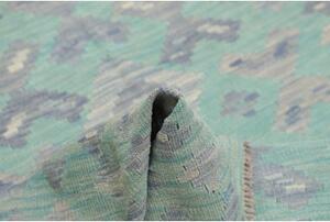 Tappeto Kilim Stilizzato Verde Acqua Celeste 152x185 Cm