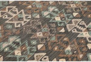 Tappeto Kilim Stilizzato Grigio Scuro Beige 156x195 Cm