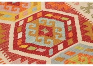 Tappeto Kilim Geometrico Rosso Multicolore 123x174 Cm