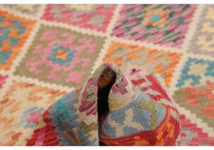 Tappeto Kilim Geometrico Rosso Azzurro 130x172 Cm