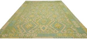 Tappeto Kilim Geometrico Verde Azzurro 252x344 Cm