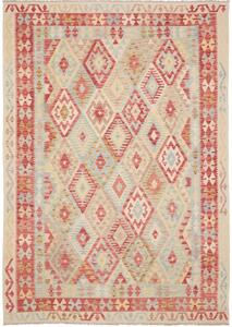 Tappeto Kilim Geometrico Rosso Mattone Beige 200x287 Cm