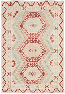 Tappeto Kilim Geometrico Avorio Rosso 122x179 Cm