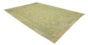 Tappeto Kilim Geometrico Verde Azzurro 252x344 Cm