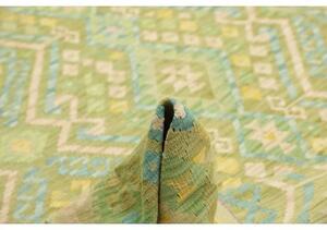 Tappeto Kilim Geometrico Verde Azzurro 252x344 Cm