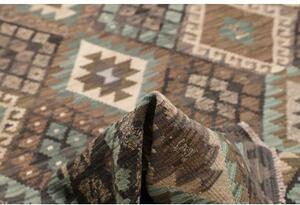 Tappeto Kilim Geometrico Marrone Scuro Grigio Verde 205x290 Cm