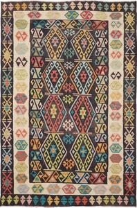 Tappeto Kilim Geometrico Nero Avorio 205x305 Cm