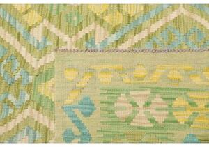 Tappeto Kilim Geometrico Verde Azzurro 252x344 Cm