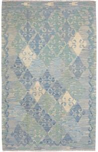 Tappeto Kilim Geometrico Blu Verde 127x199 Cm