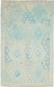 Tappeto Kilim Geometrico Verde Acquamarina Beige 121x184 Cm