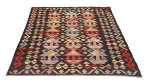 Tappeto Kilim Geometrico Marrone Scuro Multicolore 119x174 Cm