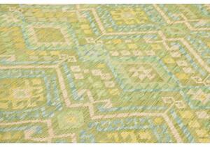 Tappeto Kilim Geometrico Verde Azzurro 252x344 Cm