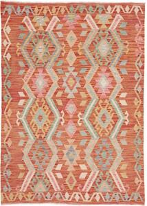 Tappeto Kilim Geometrico Rosso Mattone Multicolore 129x180 Cm