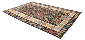 Tappeto Kilim Geometrico Nero Avorio 205x305 Cm