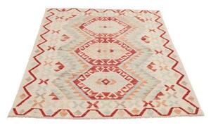 Tappeto Kilim Geometrico Avorio Rosso 122x179 Cm