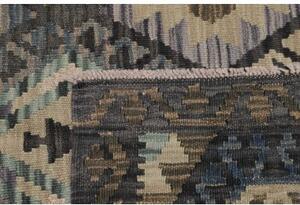 Tappeto Kilim Geometrico Grigio Scuro Beige 128x178 Cm