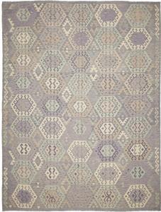 Tappeto Kilim Geometrico Grigio Lavanda 298x390 Cm