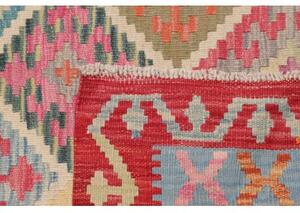 Tappeto Kilim Geometrico Rosso Azzurro 130x172 Cm