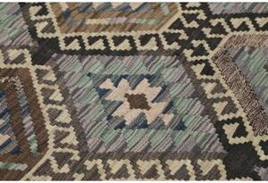 Tappeto Kilim Geometrico Marrone Azzurro 122x175 Cm