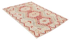 Tappeto Kilim Geometrico Avorio Rosso 122x179 Cm