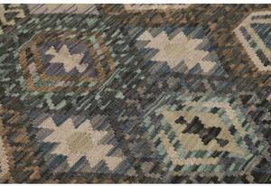 Tappeto Kilim Geometrico Grigio Scuro Beige 128x178 Cm