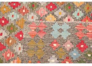 Tappeto Kilim Stilizzato Grigio Multicolore 150x198 Cm