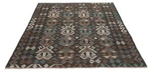 Tappeto Kilim Stilizzato Grigio Scuro Azzurro 151x198 Cm